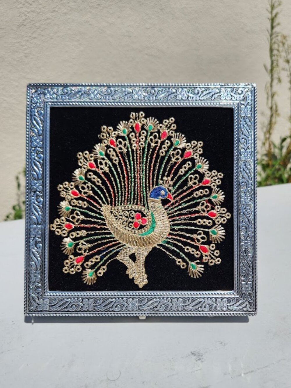 NEW 8" x 8"  Handcrafted Zardozi Peacock Jewelry Ring Box Trinket Accessories Gi